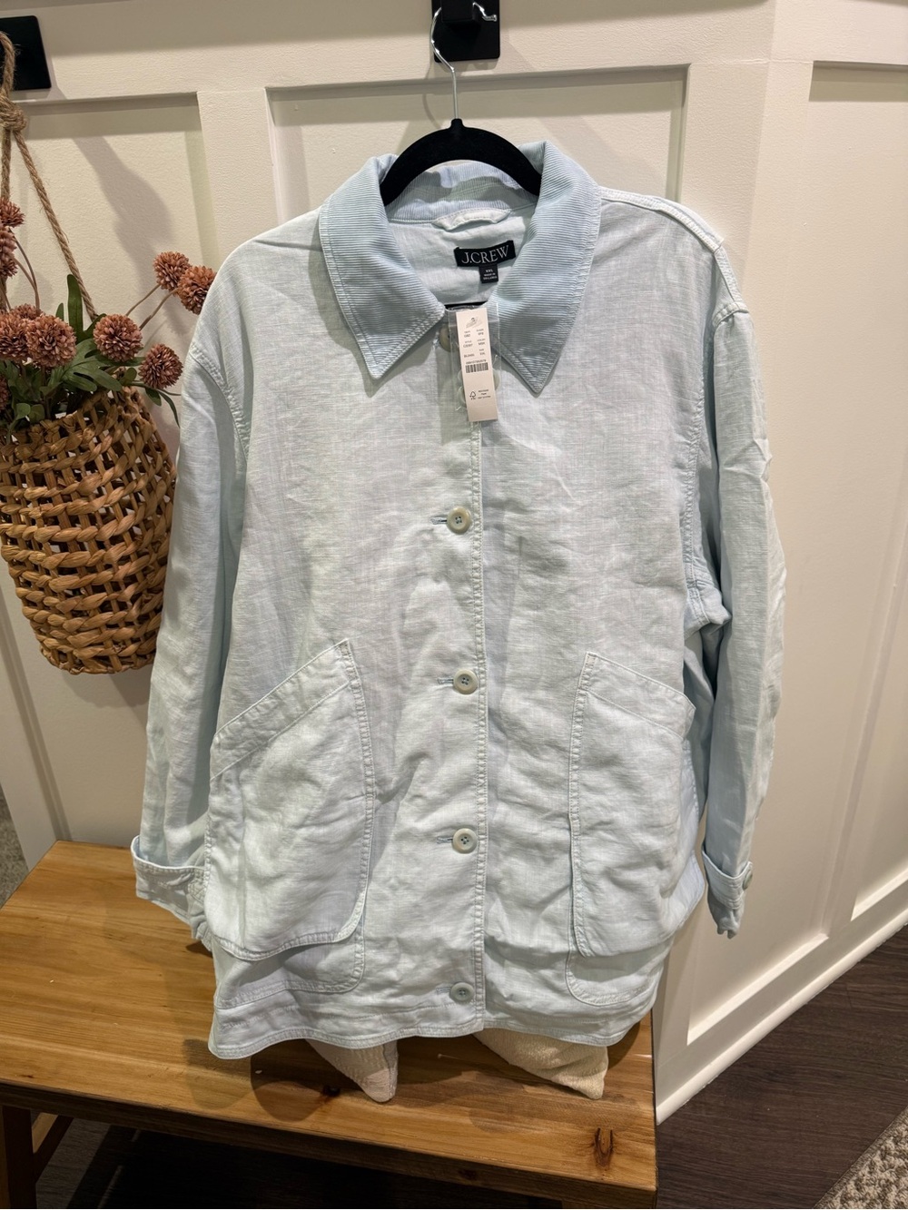 J. Crew Pale Blue Relaxed Button-Front Jacket